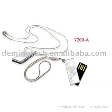 mini crystal  flash disk with necklace USB